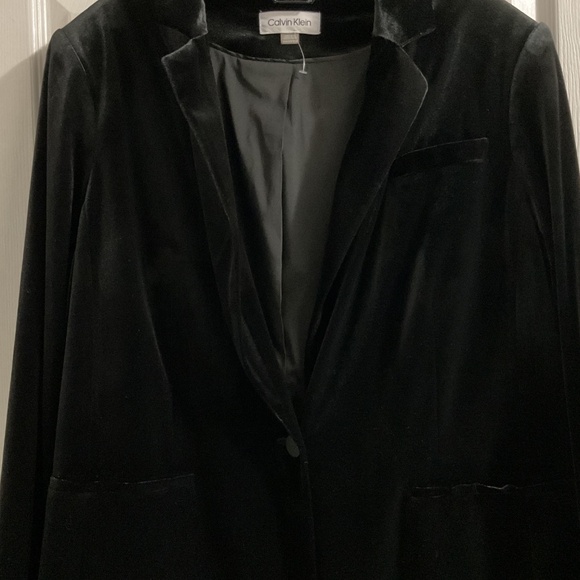 NWT Calvin Klein Black Velvet Blazer/Jacket, Womens - Picture 4 of 5